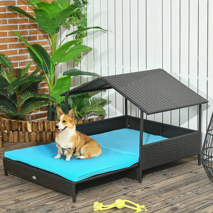 Extendable Wicker Dog Bed, Soft Cushion Washable Cover, Small Medium Dogs, Blue Houses, Kennels & Pens at Gallery Canada