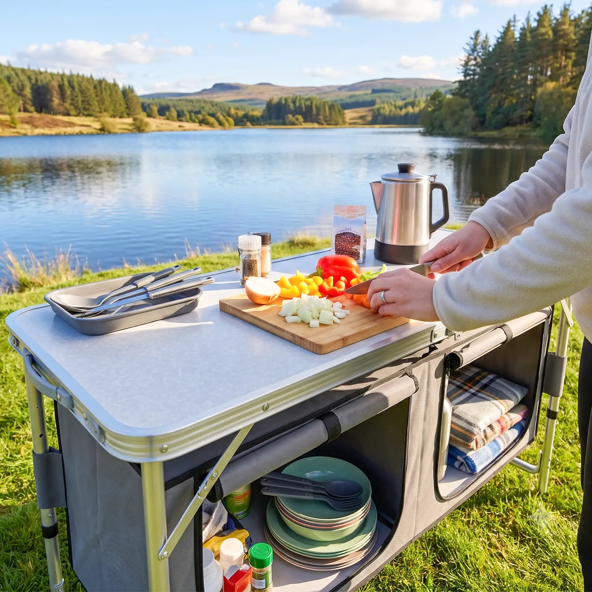 Aluminum Folding Picnic Table, Height Adjustable, Storage BBQ Camping Picnic Tables & Camping Chairs at Gallery Canada