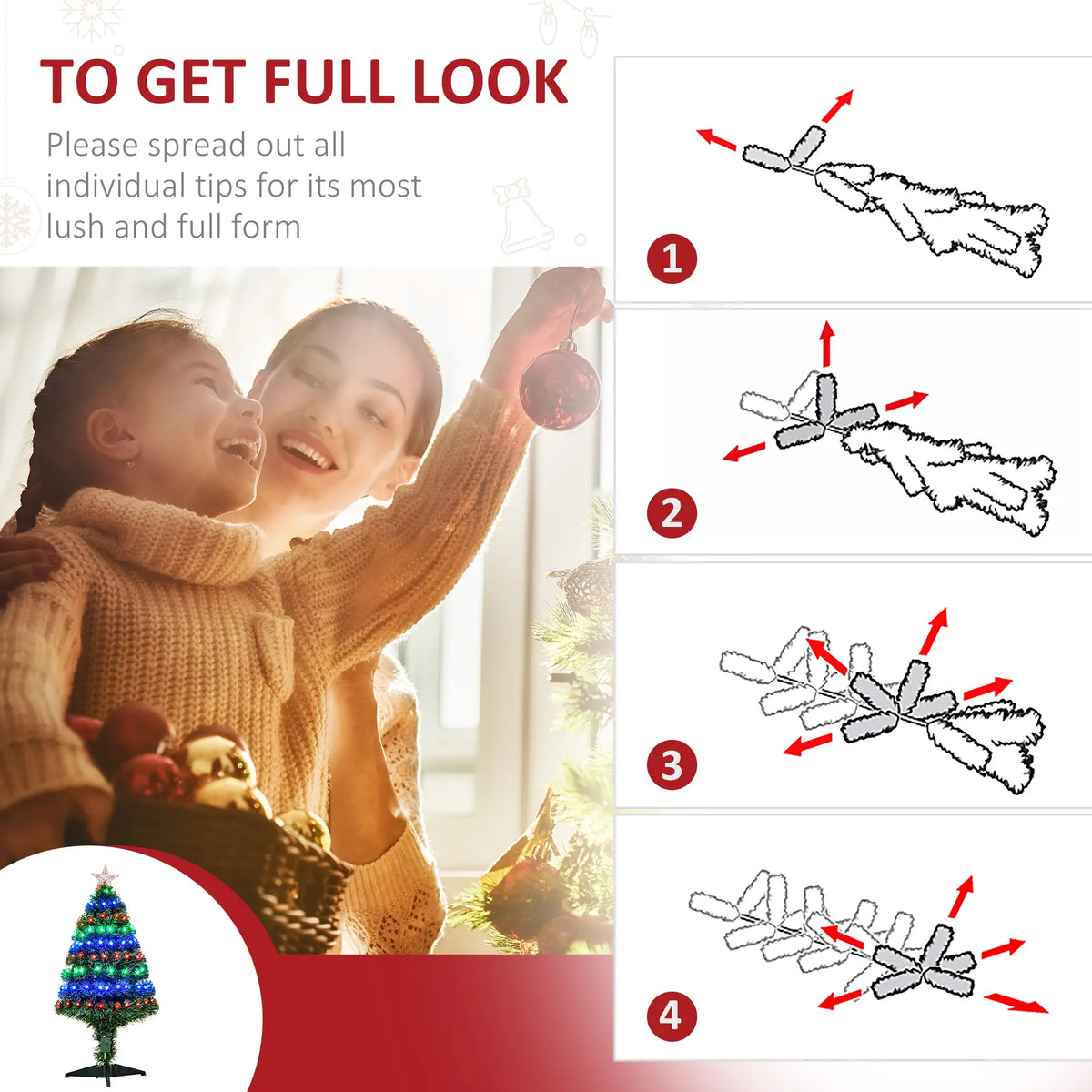 3FT Pre-Lit LED Fiber Optic Christmas Tree, With Stand Pre Lit Christmas Trees at Gallery Canada
