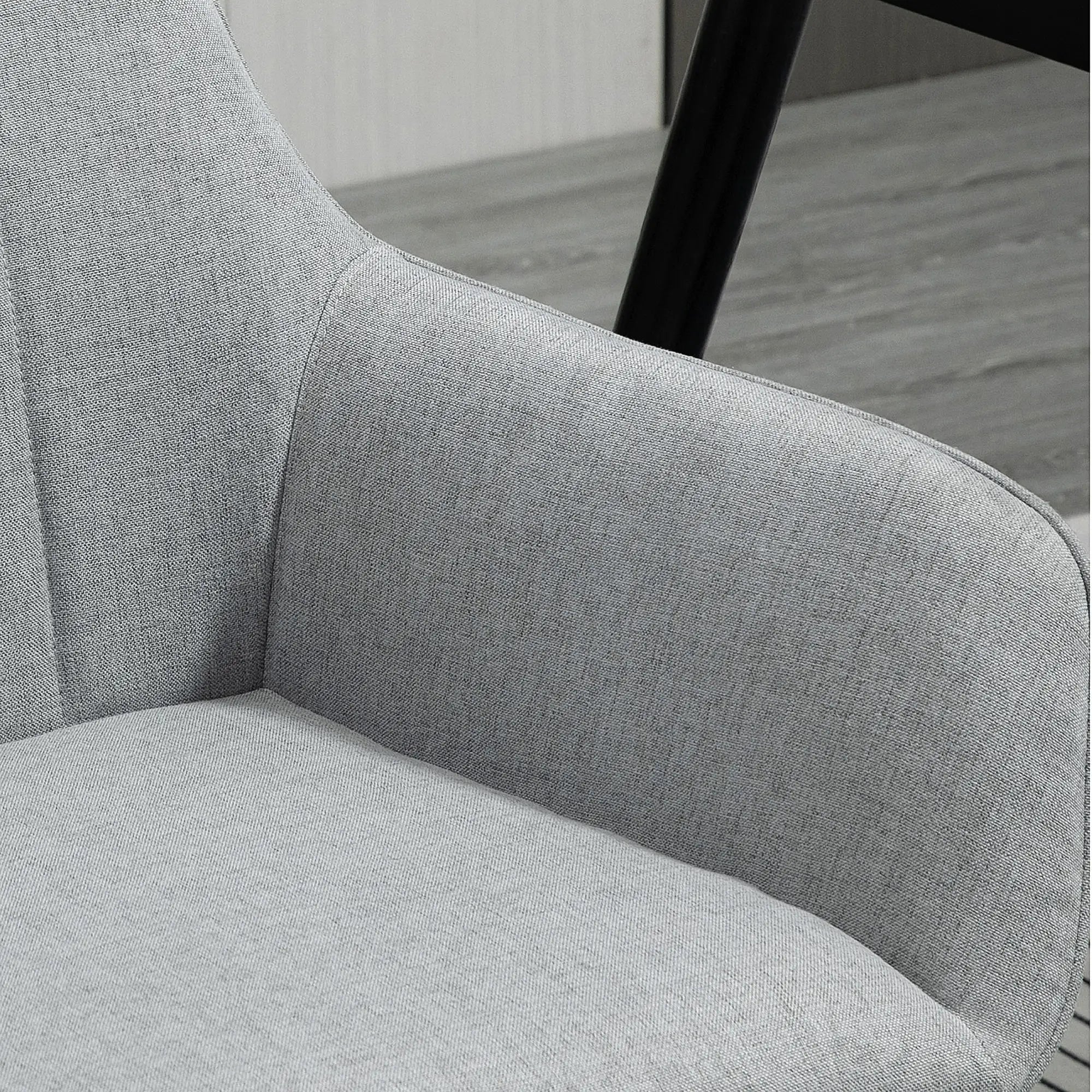 Upholstered Linen Dining Chairs, Set of 2, Metal Legs, Light Grey Bar Stools at Gallery Canada