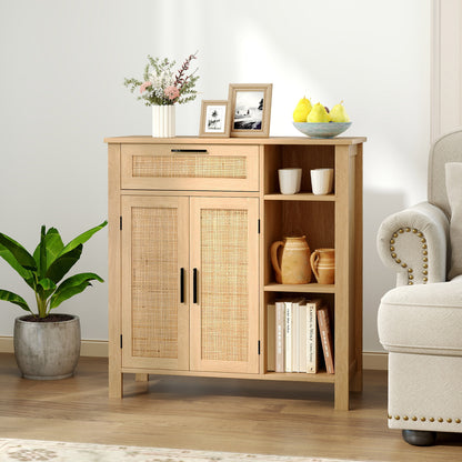 Boho Buffet Sideboard Cabinet With Drawer, Rattan Woven Doors, Natural Sideboards Cabinets & Buffets at Gallery Canada