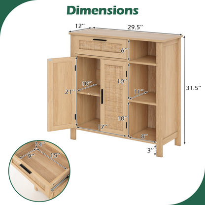 Boho Buffet Sideboard Cabinet With Drawer, Rattan Woven Doors, Natural Sideboards Cabinets & Buffets at Gallery Canada