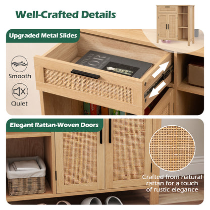 Boho Buffet Sideboard Cabinet With Drawer, Rattan Woven Doors, Natural Sideboards Cabinets & Buffets at Gallery Canada