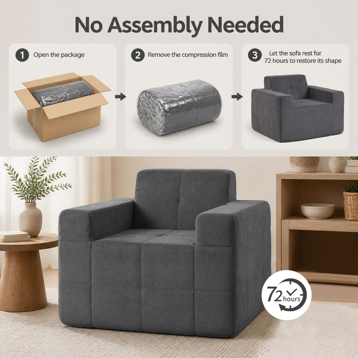 Boneless Single Sofa Chair, Cloud Sofa, Gray Sofas & Loveseats at Gallery Canada