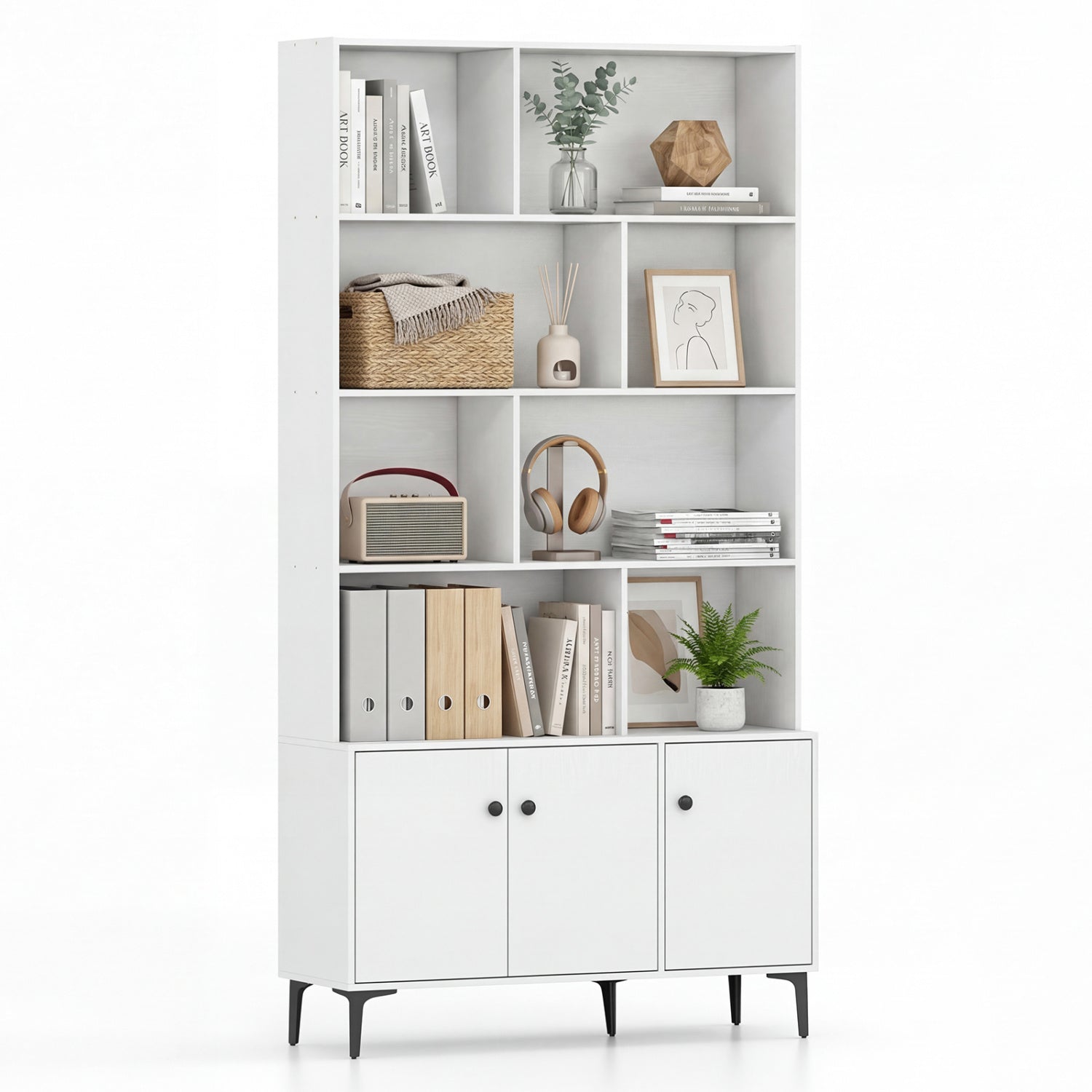 Bookshelf With 3 Doors, 2 Anti-Tipping Kits, White Bookcases at Gallery Canada