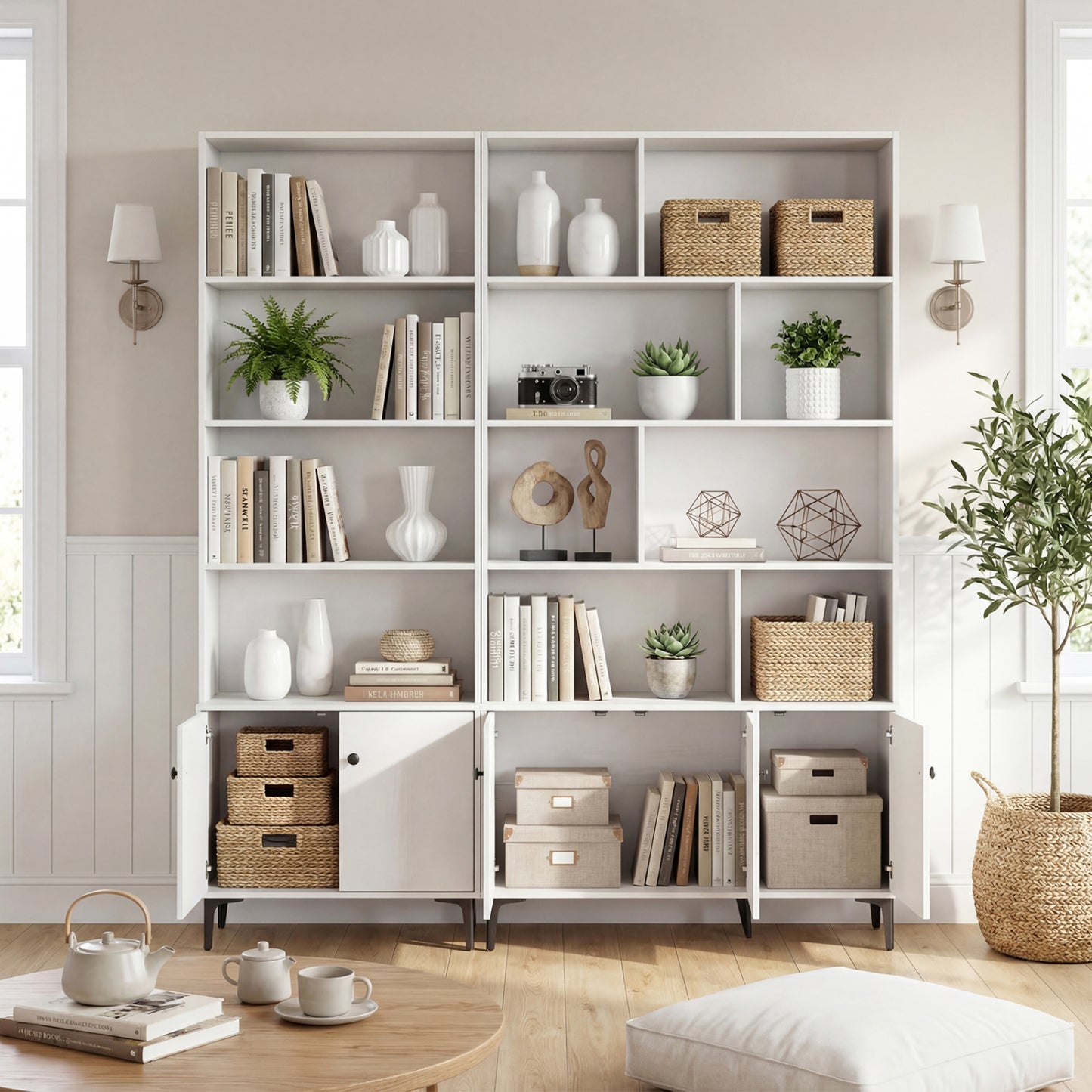Bookshelf With 3 Doors, 2 Anti-Tipping Kits, White Bookcases at Gallery Canada