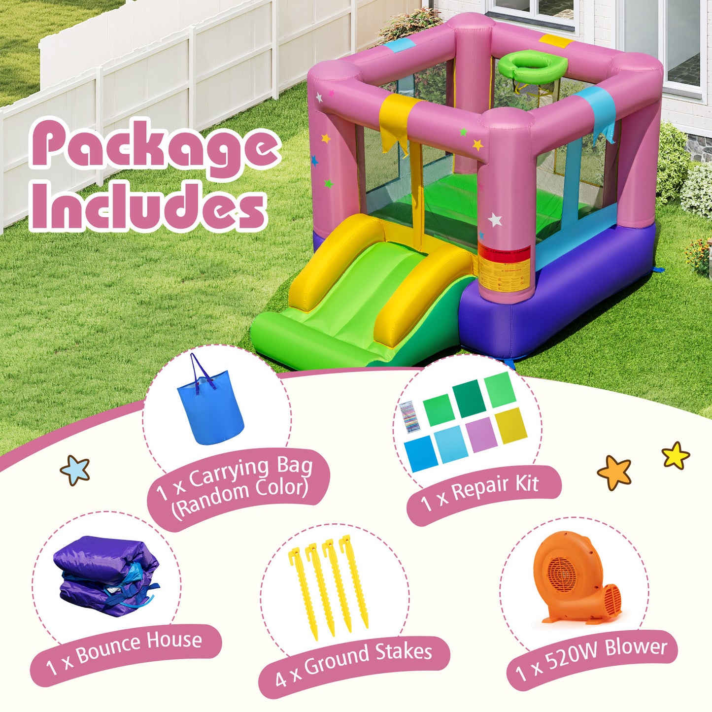 Bouncy Castle, Jumping Area, 520W Blower Bounce House at Gallery Canada