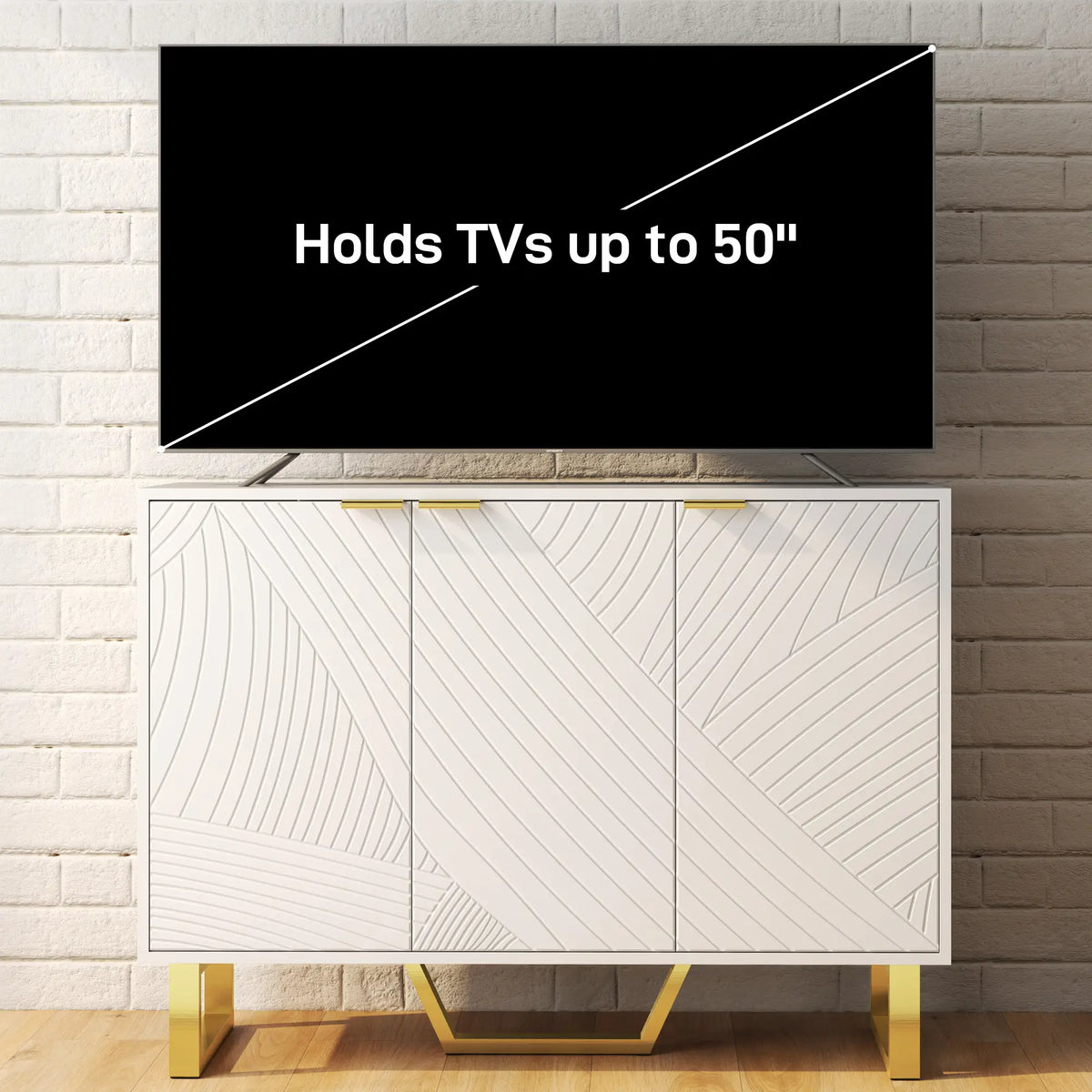 Sideboard Buffet Cabinet, Adjustable Shelves, TV Cabinet for 50 Inch, White Storage Cabinets at Gallery Canada