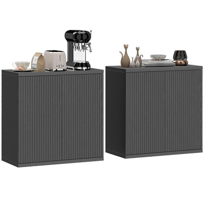 Sideboard Buffet Cabinet Set Of 2, Kitchen Cabinet, Distressed Black Grey Bar Cabinets at Gallery Canada