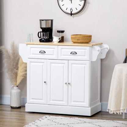 Kitchen Island With Storage, Rolling Cart, Rubber Wood Top, White Kitchen Islands & Kitchen Carts at Gallery Canada