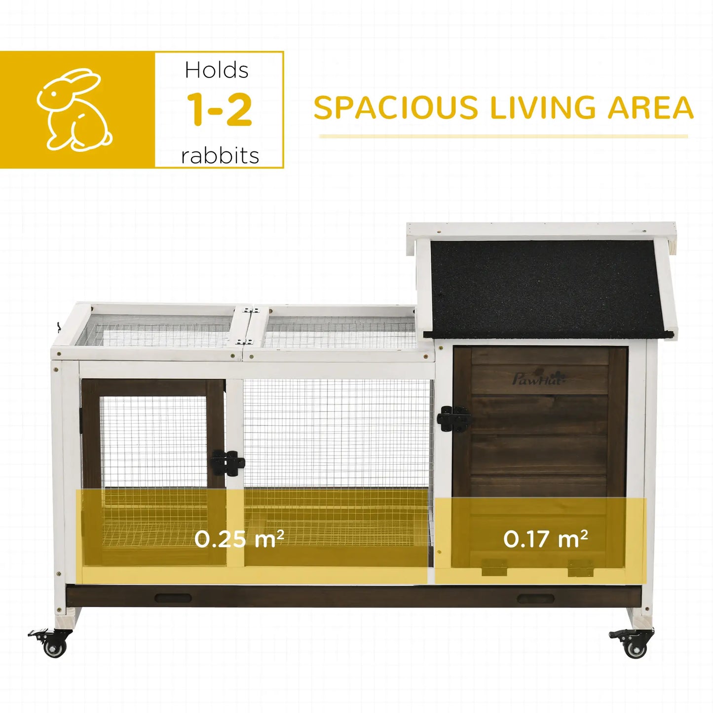 Rabbit Cage with Wheels, Ramp, Run, Tray, Indoor Outdoor Rabbit Hutch at Gallery Canada