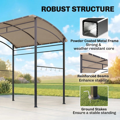 7' x 5' BBQ Grill Gazebo Tent, Steel Frame, Hooks, Khaki BBQ Grill Gazebos at Gallery Canada