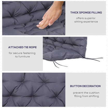 2 Seater Garden Bench Cushion, Thick Outdoor Non-Slip, 52" x 43" x 4", Dark Grey Patio Chair Cushions at Gallery Canada