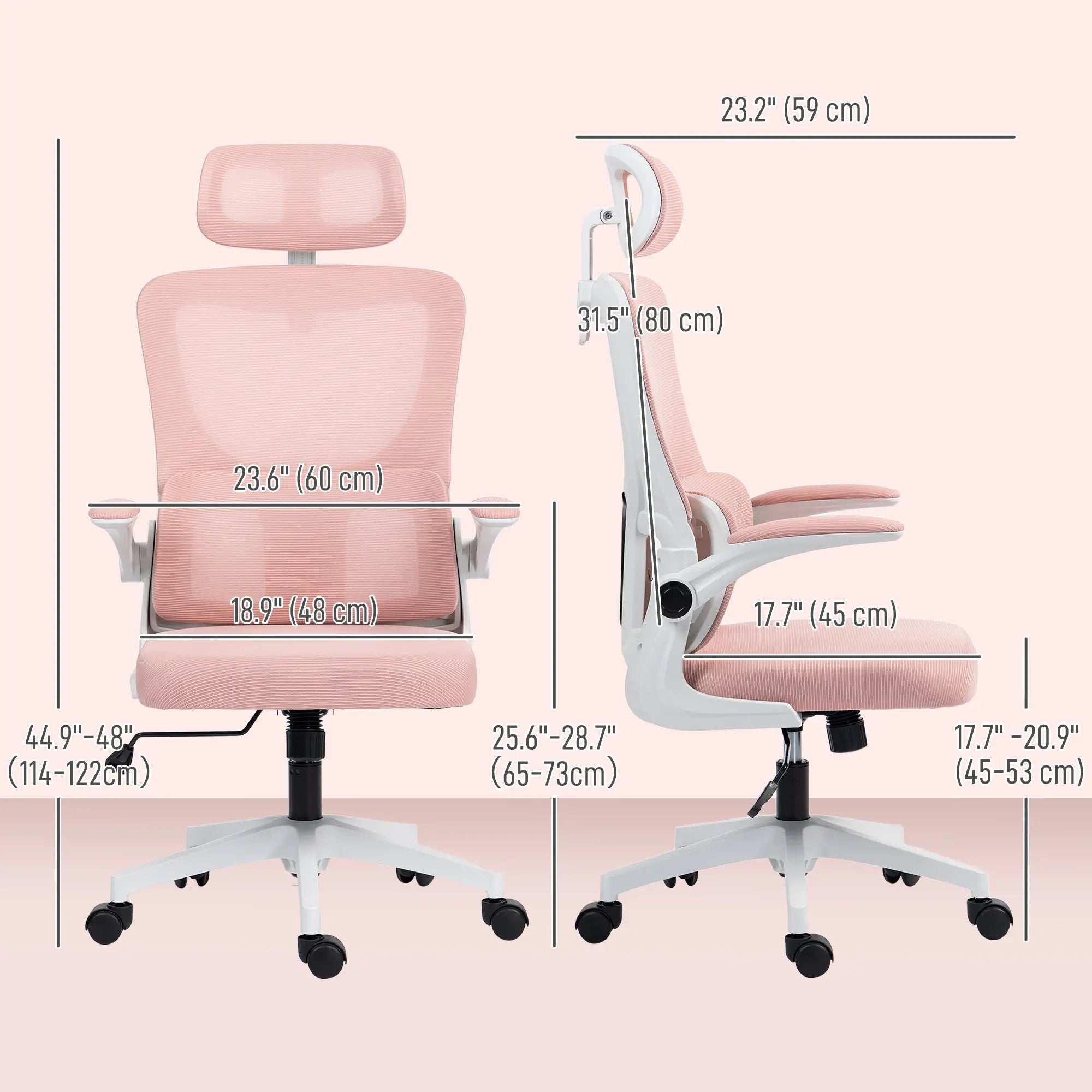 Mesh Office Chair, High Back with Headrest, Lumbar Support, Adjustable Height, Pink Executive & Manager Chairs at Gallery Canada