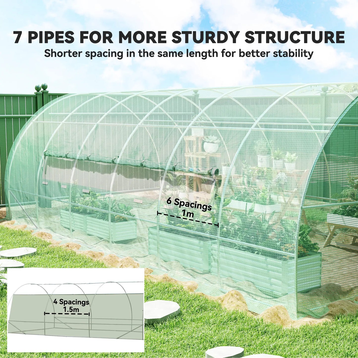 20x10x6.6ft Heavy Duty Walk-in Greenhouse, PE Cover, Green Portable Greenhouses at Gallery Canada