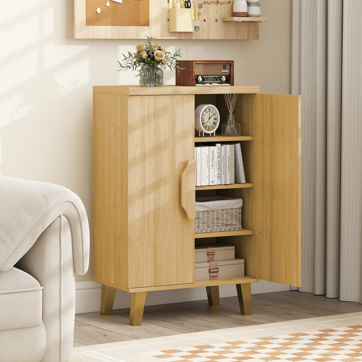 Buffet Cabinet With Double Doors, Raised Legs, Natural Sideboards Cabinets & Buffets at Gallery Canada