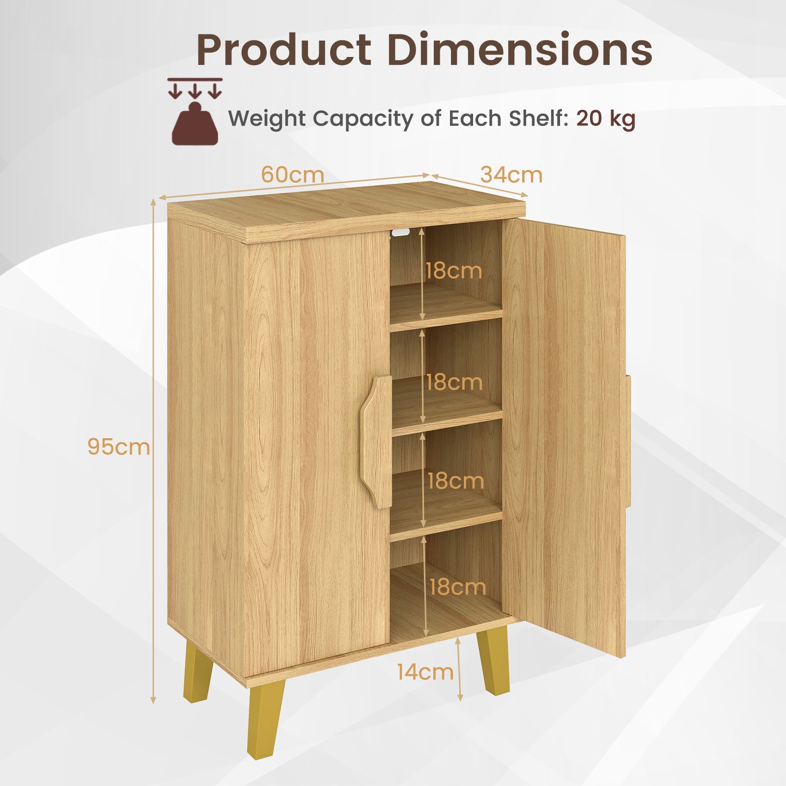 Buffet Cabinet With Double Doors, Raised Legs, Natural Sideboards Cabinets & Buffets at Gallery Canada