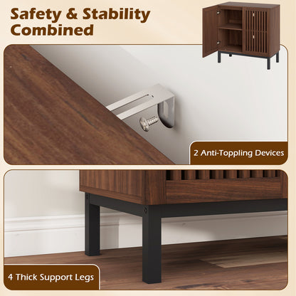 Wooden Buffet Cabinet, 32" Storage Sideboard, Walnut Coffee Bar Station Sideboards Cabinets & Buffets at Gallery Canada