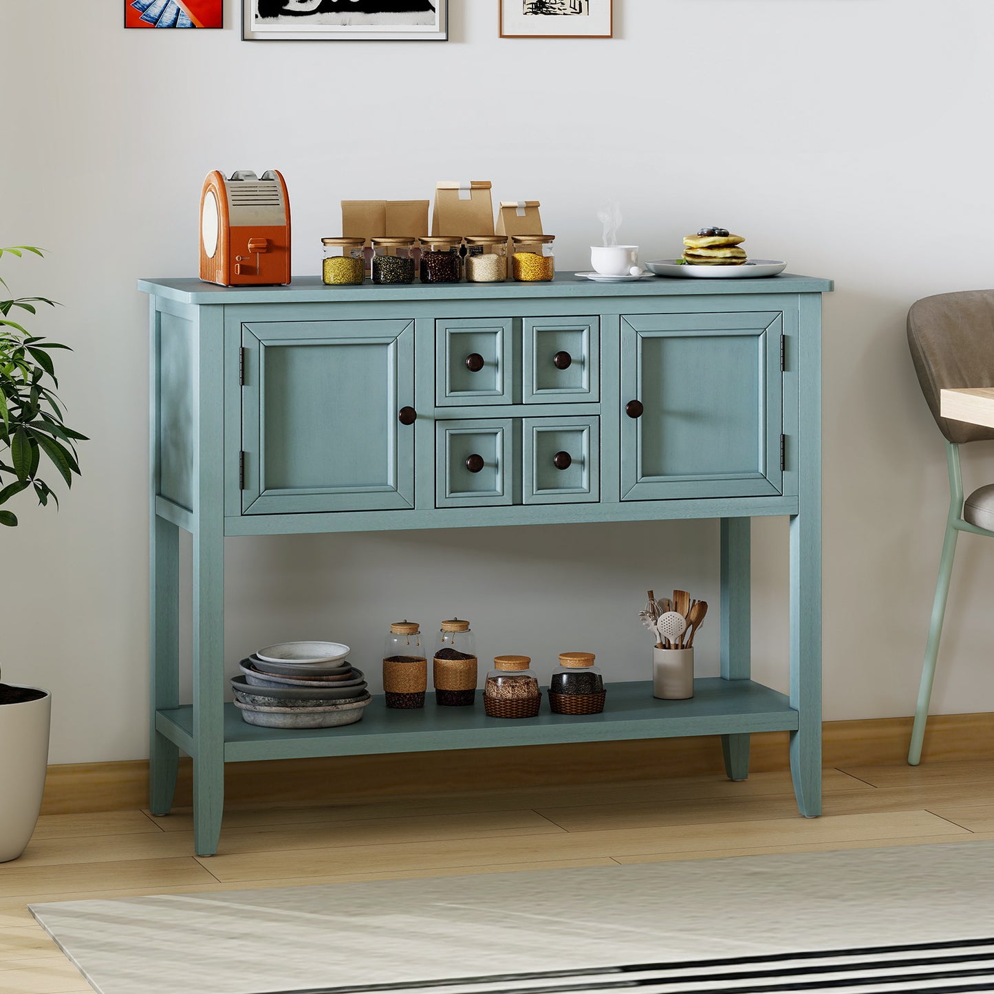 Buffet Sideboard Cabinet, 2 Doors, 2 Drawers, Blue Sideboards Cabinets & Buffets at Gallery Canada