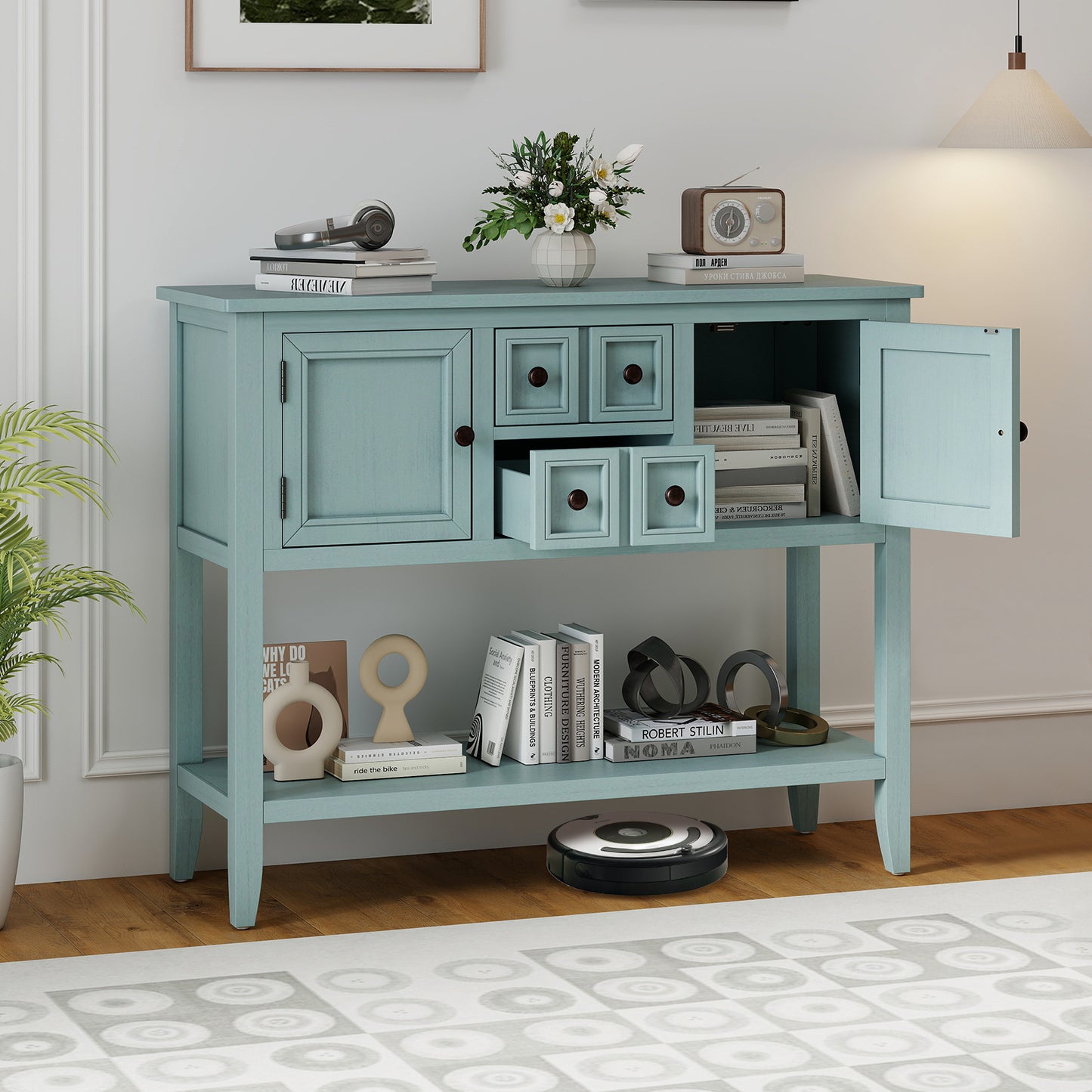Buffet Sideboard Cabinet, 2 Doors, 2 Drawers, Blue Sideboards Cabinets & Buffets at Gallery Canada