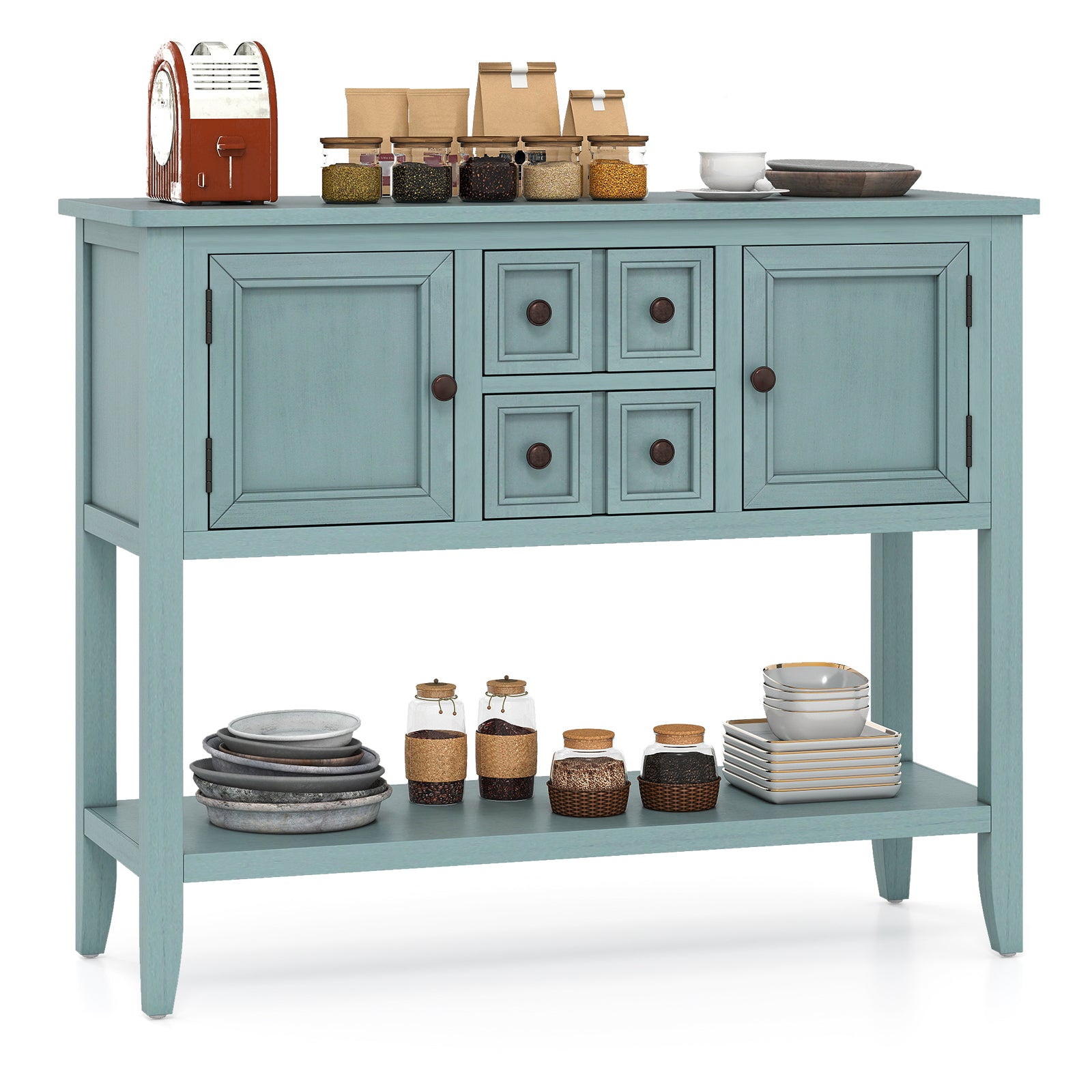 Buffet Sideboard Cabinet, 2 Doors, 2 Drawers, Blue Sideboards Cabinets & Buffets Blue at Gallery Canada