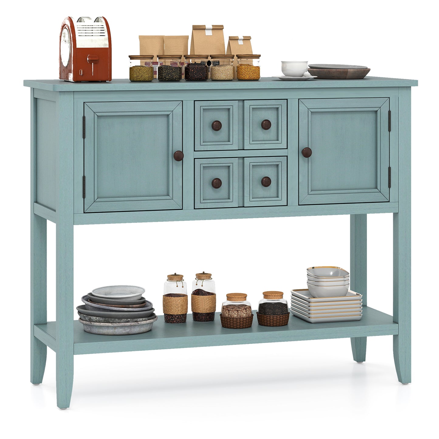 Buffet Sideboard Cabinet, 2 Doors, 2 Drawers, Blue Sideboards Cabinets & Buffets Blue at Gallery Canada