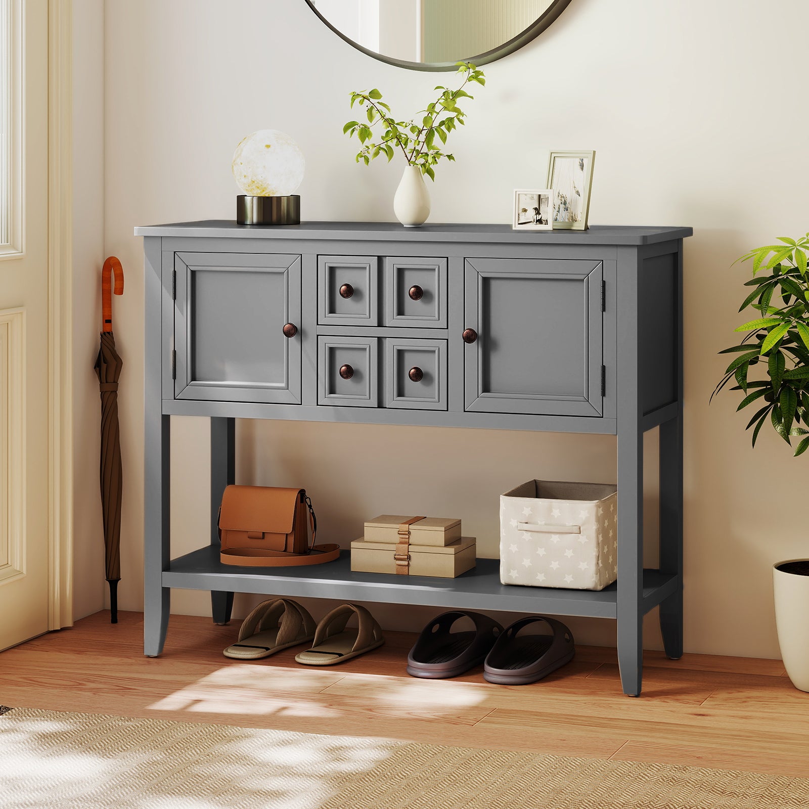 Buffet Sideboard Cabinet, 2 Doors 2 Drawers, Gray Sideboards Cabinets & Buffets at Gallery Canada