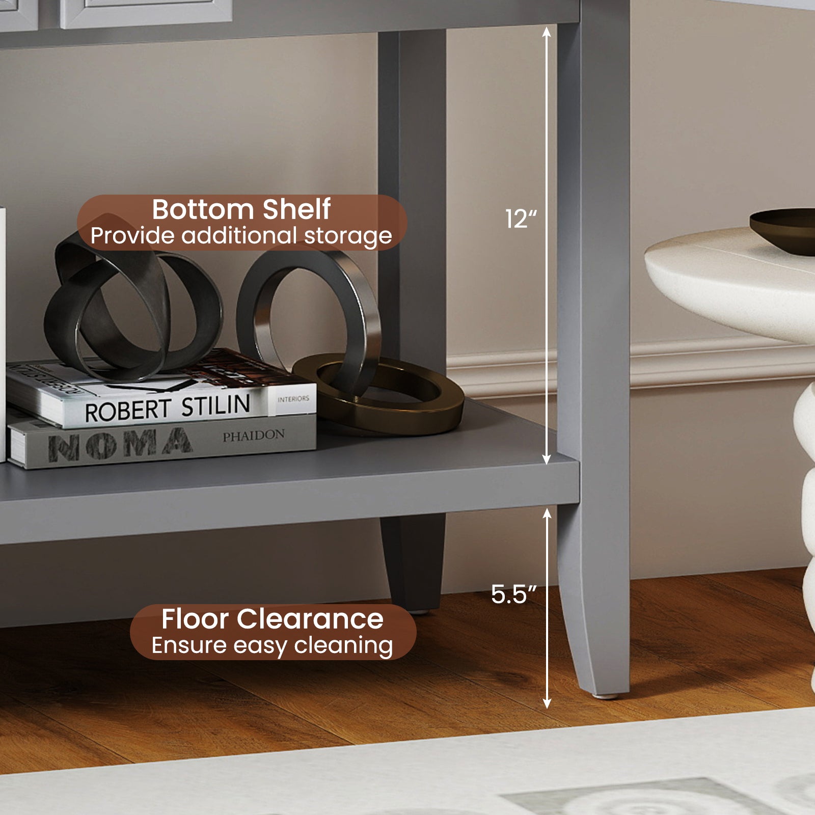 Buffet Sideboard Cabinet, 2 Doors 2 Drawers, Gray Sideboards Cabinets & Buffets at Gallery Canada