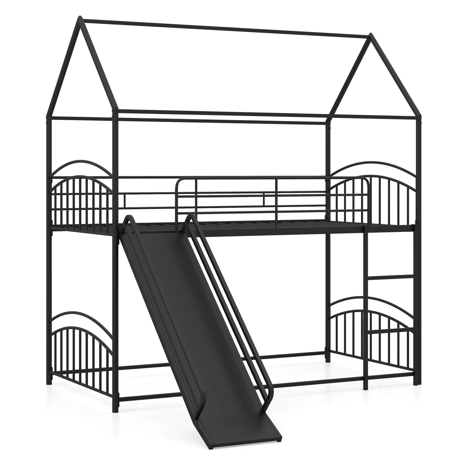 Twin Over Twin Bunk Bed With Metal Slats, Black Bunk Bed Frame Black at Gallery Canada