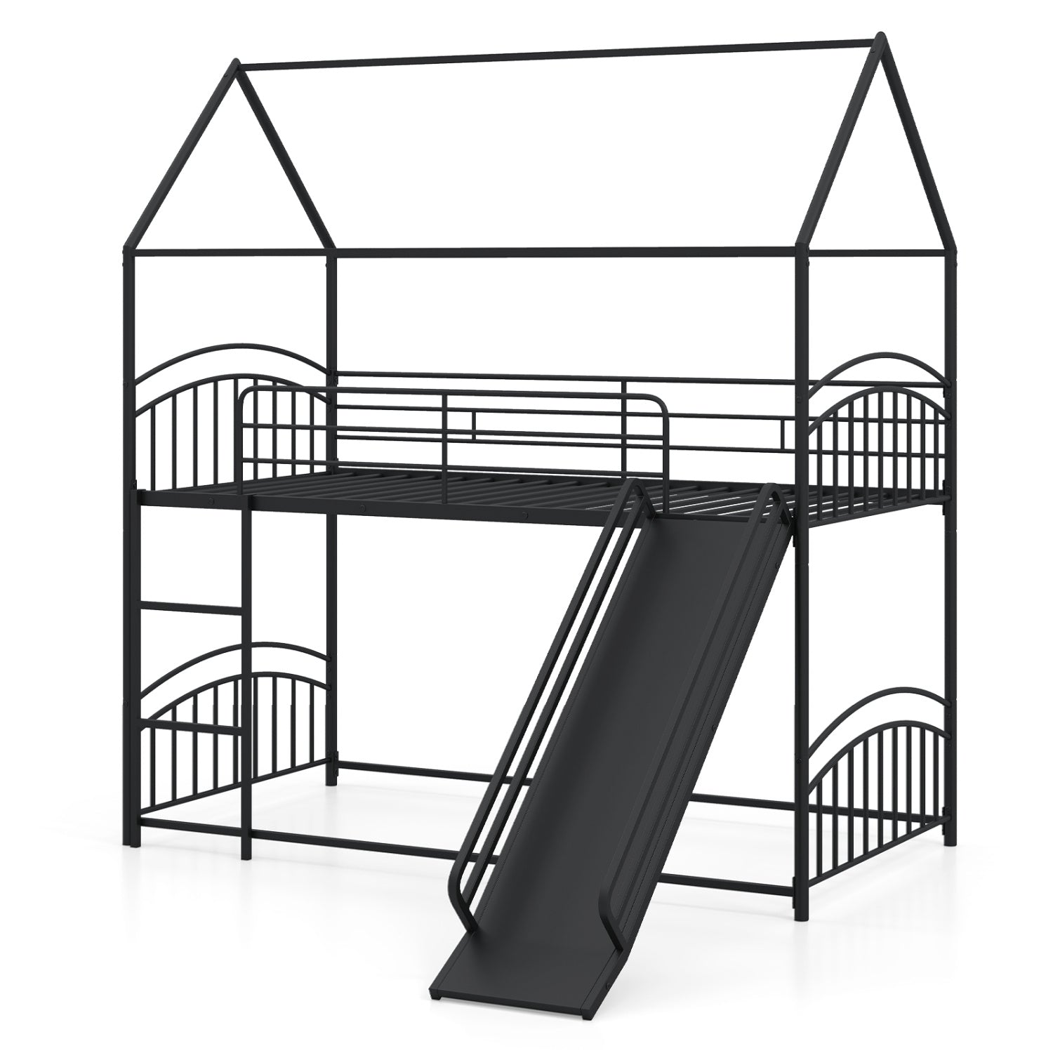 Twin Over Twin Bunk Bed With Metal Slats, Black Bunk Bed Frame at Gallery Canada