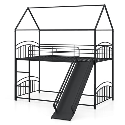 Twin Over Twin Bunk Bed With Metal Slats, Black Bunk Bed Frame at Gallery Canada