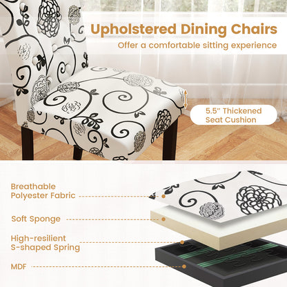 Button Tufted Fabric Upholstered Wooden Dining Chair Set, Beige Dining Chairs at Gallery Canada