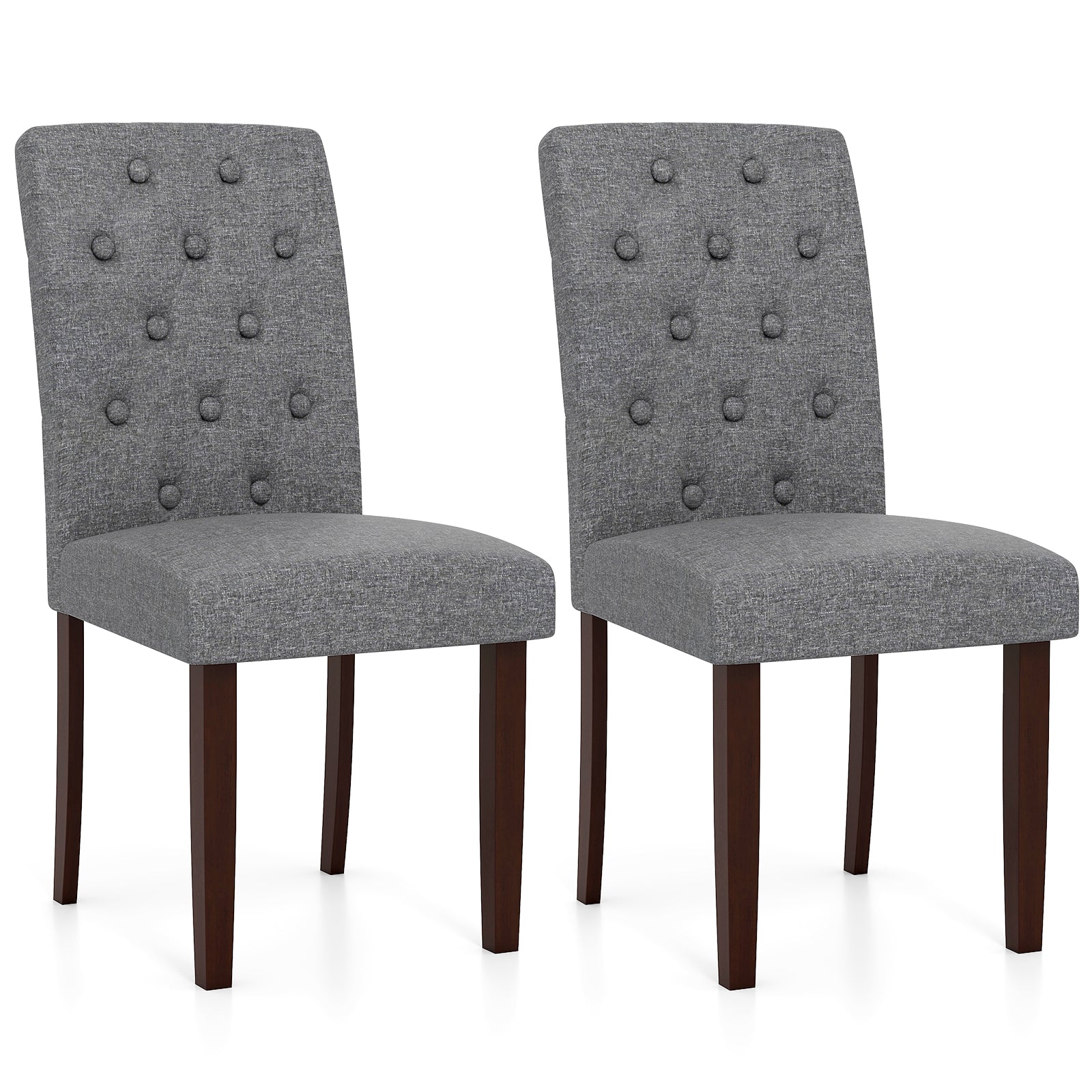 Button Tufted Fabric Wooden Dining Chair Set Of 2, Gray Dining Chairs Gray at Gallery Canada