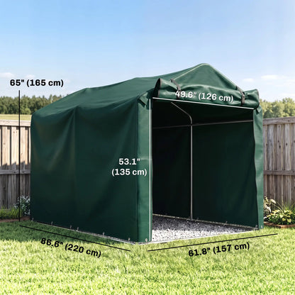 Outdoor Storage Shed, UV Resistant Bike Tent, Roll-up Door, Dark Green Sheds at Gallery Canada