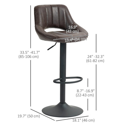 Swivel Bar Stools Set of 2, Faux Leather, Counter Height, Round Metal Base Bar Stools at Gallery Canada
