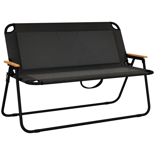 2-Seat Folding Camping Chair, Mesh Fabric, Black Patio Chairs Black, Natural at Gallery Canada