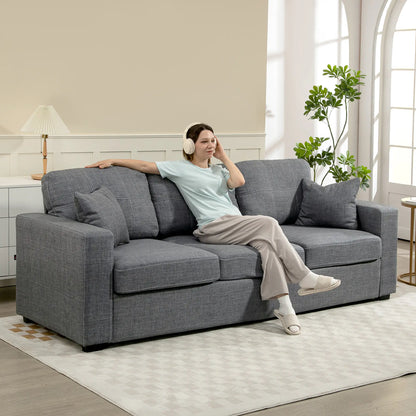 Modern Upholstered 3 Seater Sofa, Deep Seat, Dark Grey 3-Seater Sofas at Gallery Canada