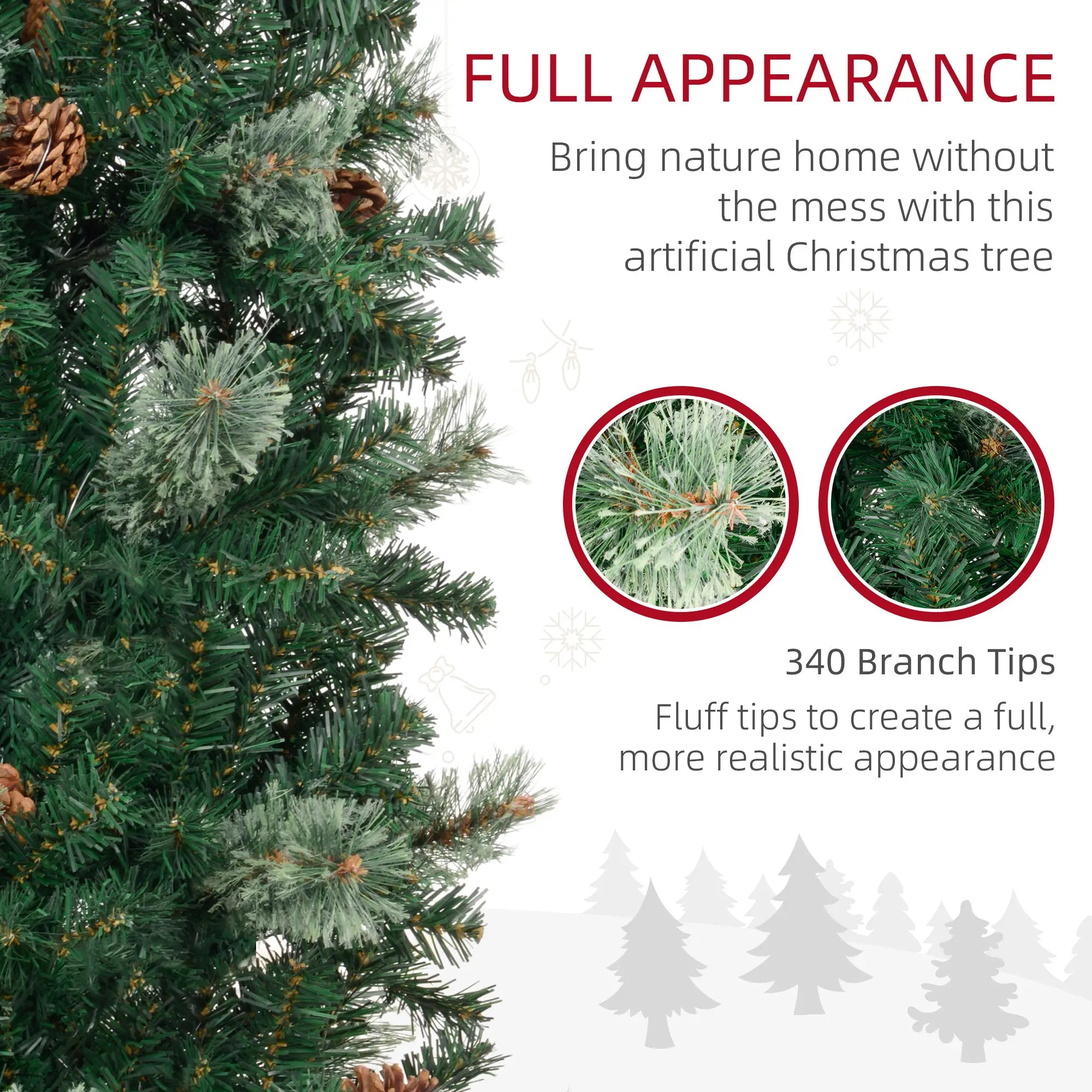 5ft Pencil Christmas Tree, Artificial with Pine Needles, Realistic Branches, Pine Cones, Green Pencil Christmas Trees at Gallery Canada