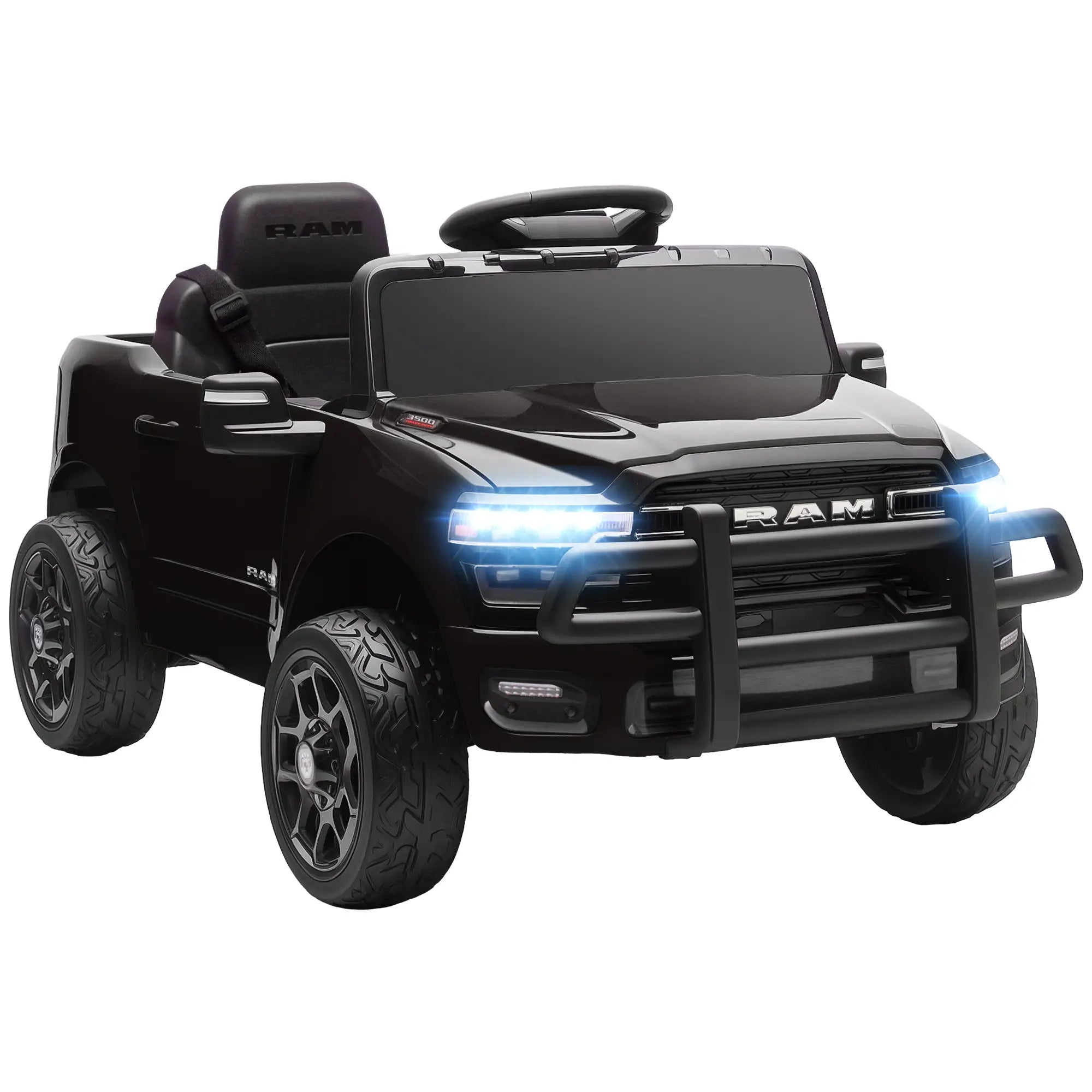 12V Ride On Car, Dodge RAM 3500, Remote Control, Suspension, Black Electric Toy Cars at Gallery Canada