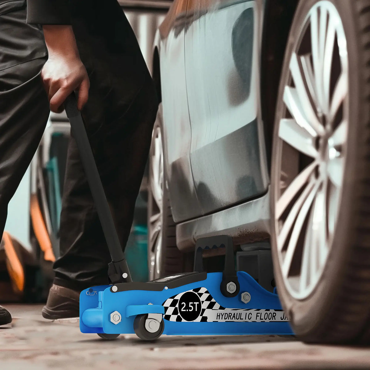 Hydraulic Racing Floor Jack, 3.1"-14.1" Lifting Range, 2.5 Ton Capacity, Blue Automotive at Gallery Canada