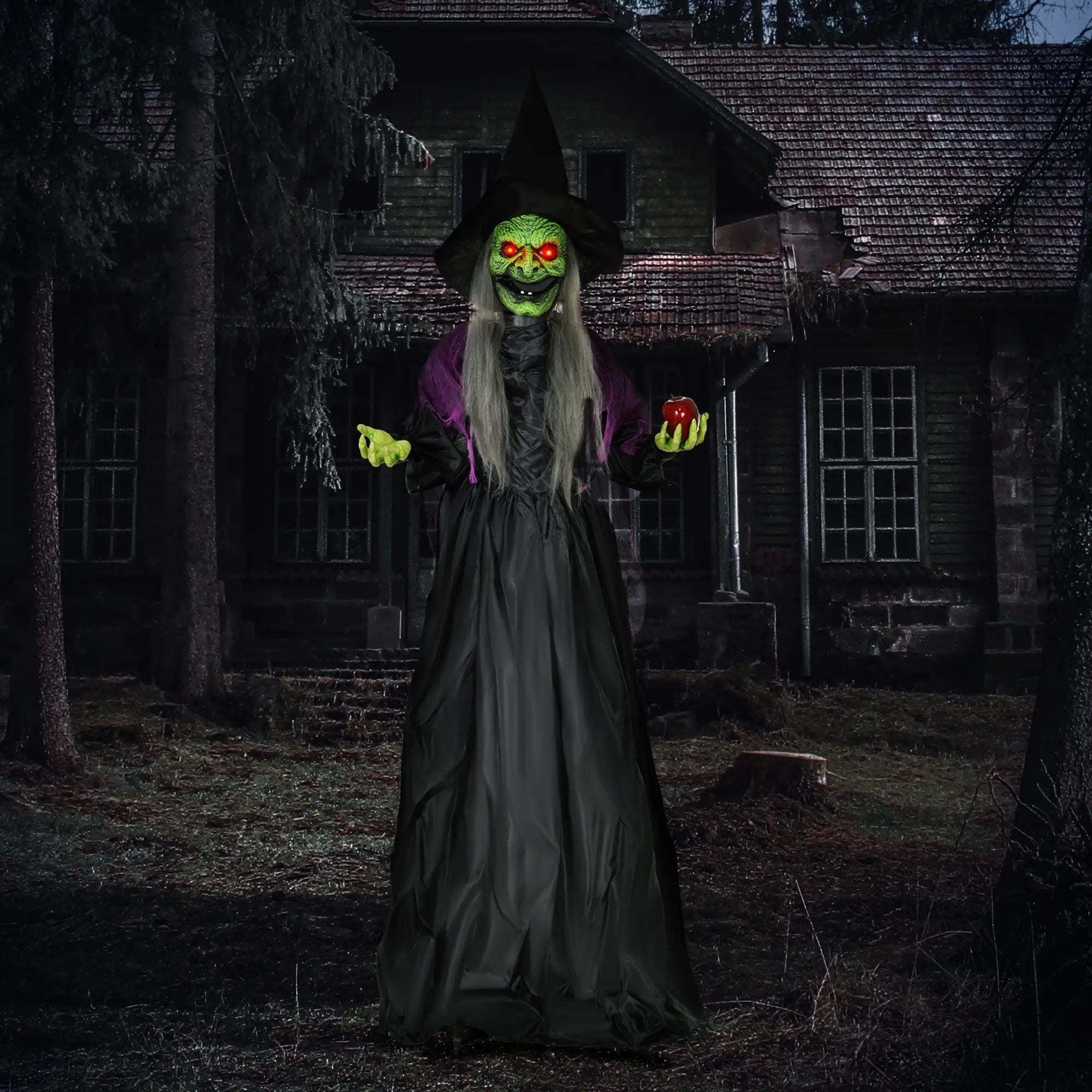 5.9' Life Size Animatronic Old Witch, Sound, Motion Activated, Light Up Eyes Halloween Decorations at Gallery Canada