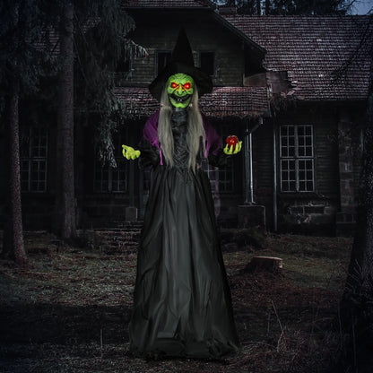 5.9' Life Size Animatronic Old Witch, Sound, Motion Activated, Light Up Eyes Halloween Decorations at Gallery Canada