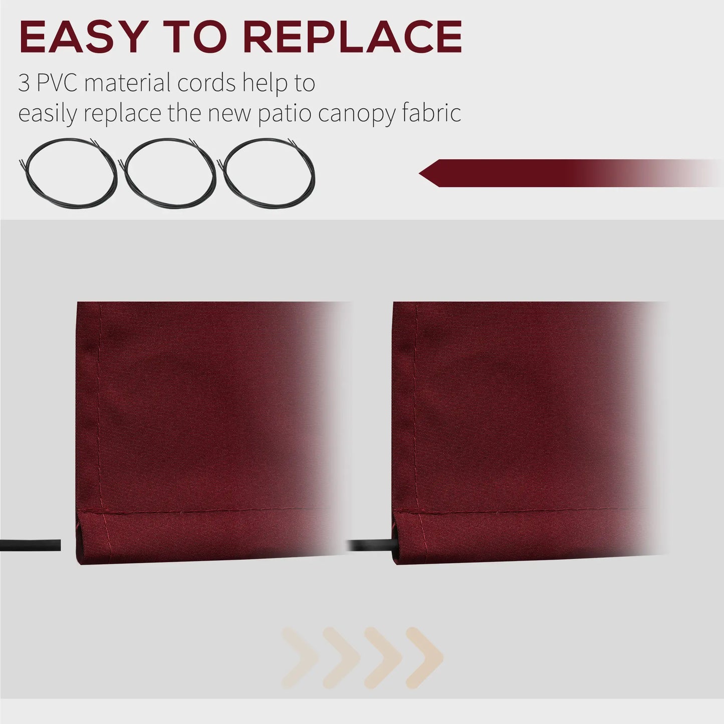 9' x 8' Outdoor Sunshade Canopy, Retractable Awning, UV Protection, Wine Red Awning Fabric Replacement at Gallery Canada