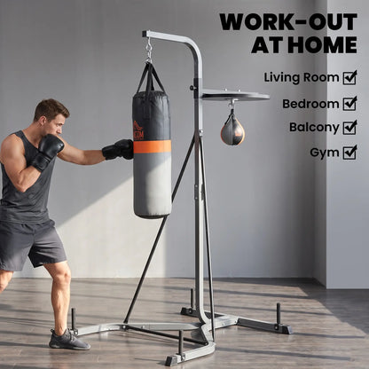 Punching Bag Stand, Speed Ball Holder, 45.25"L x 61.75"W x 87"H, 220lb Load Punching Bag Hangers at Gallery Canada