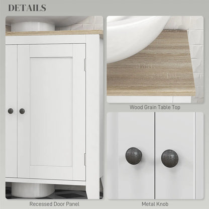 Bathroom Sink Vanity Unit, U-Shape Design, Adjustable Shelf, White Bathroom Cabinets at Gallery Canada