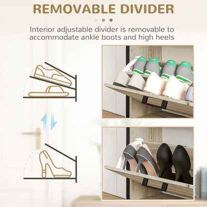 Shoe Cabinet, 3 Flip Drawer, Narrow for 15 Pairs, Walnut Shoe Storage Cabinets & Racks at Gallery Canada
