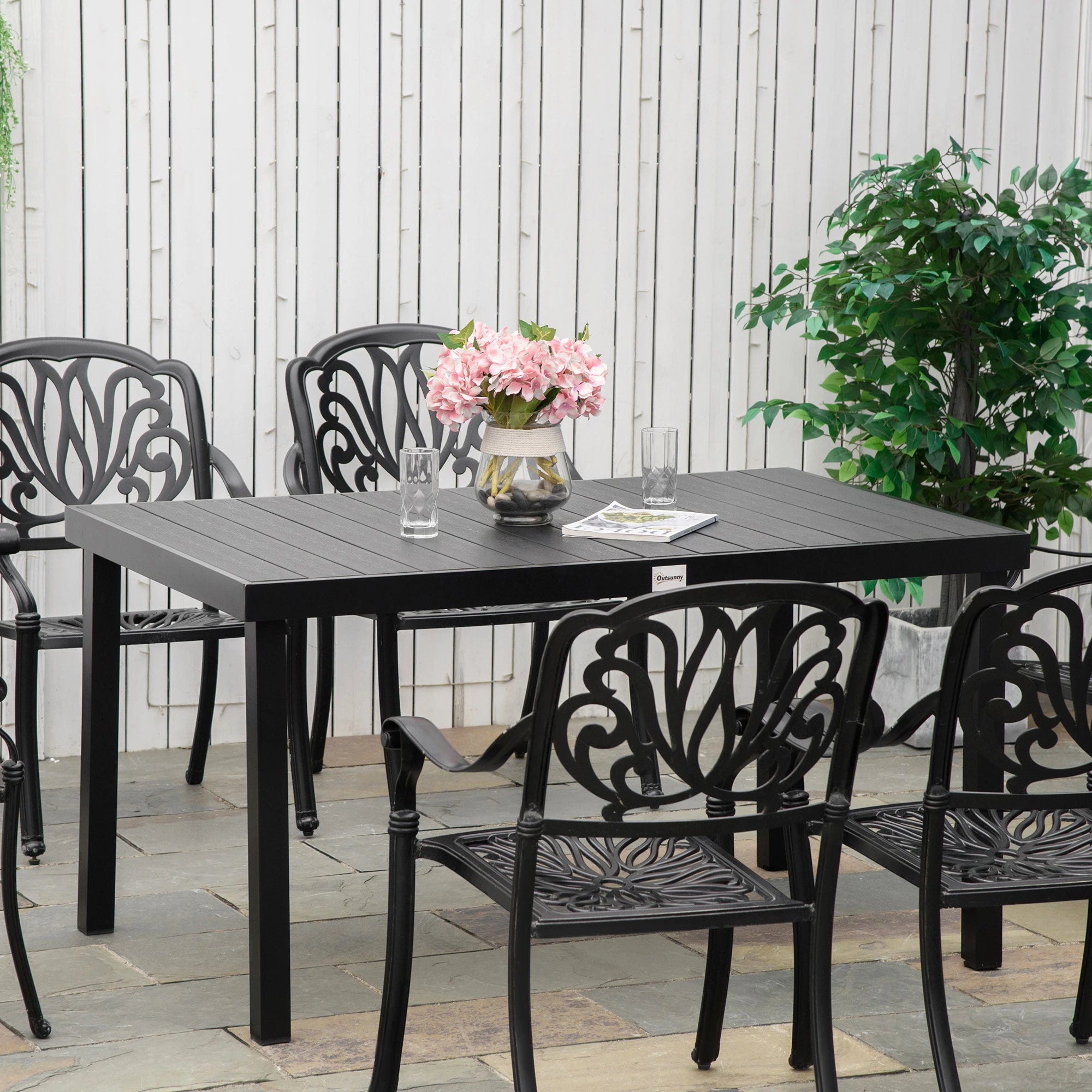 Aluminum Outdoor Dining Table for 6, 55
