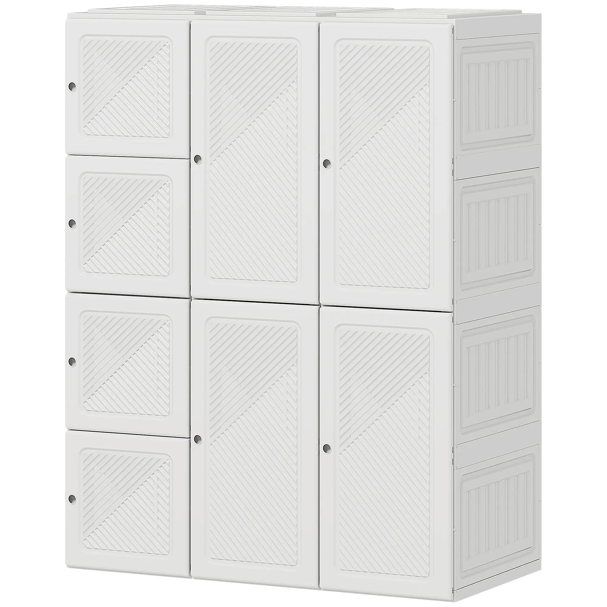 Portable Wardrobe, Foldable Plastic Closet, 8 Compartments, 2 Hanging Rods, White Clothing Storage White at Gallery Canada
