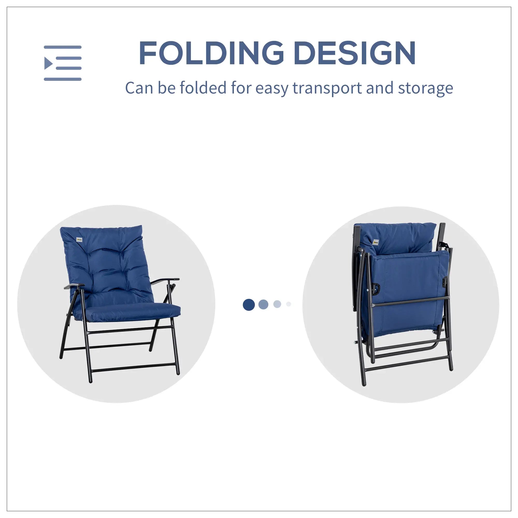 Fabric Lounge Chair, Metal Frame Recliner with Armrest, Blue Patio Chairs at Gallery Canada