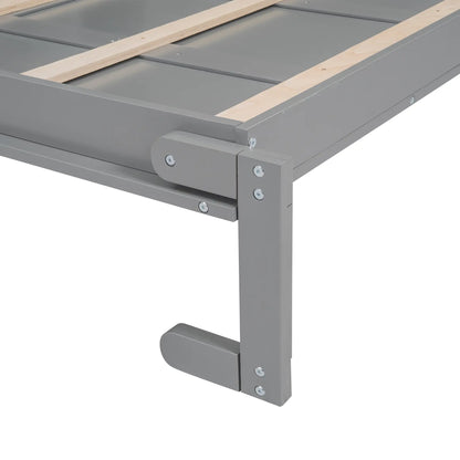 Murphy Bed with Shelves, LED Lights, Space-Saving Wall Bed, 91" L x 81" W x 84" H, Grey Bed Frames at Gallery Canada